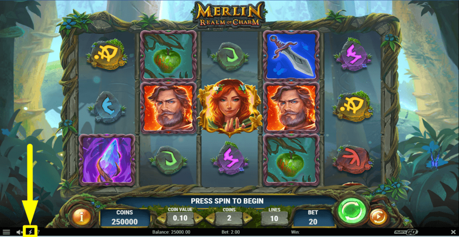 Merlin Realm Of Charm Turbo Feature