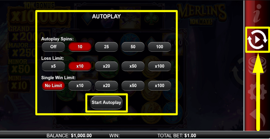 Merlins 10k Ways Autoplay Feature