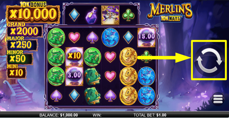Merlins 10k Ways Spin Button