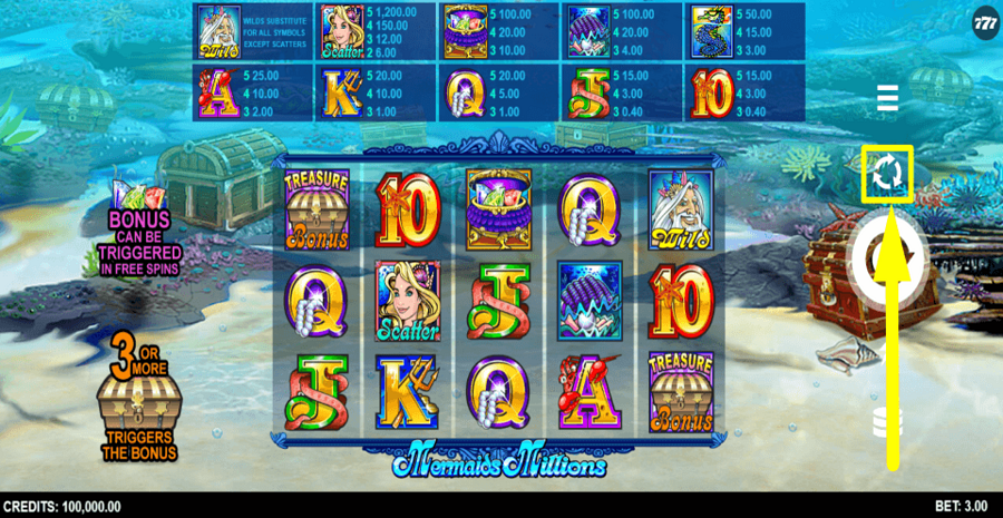 Mermaids Millions Autoplay Feature