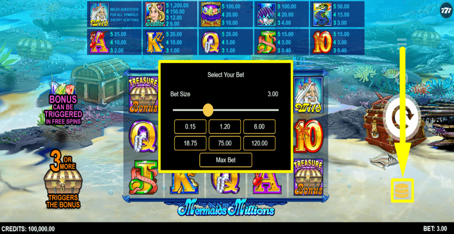 Mermaids Millions Bet Value