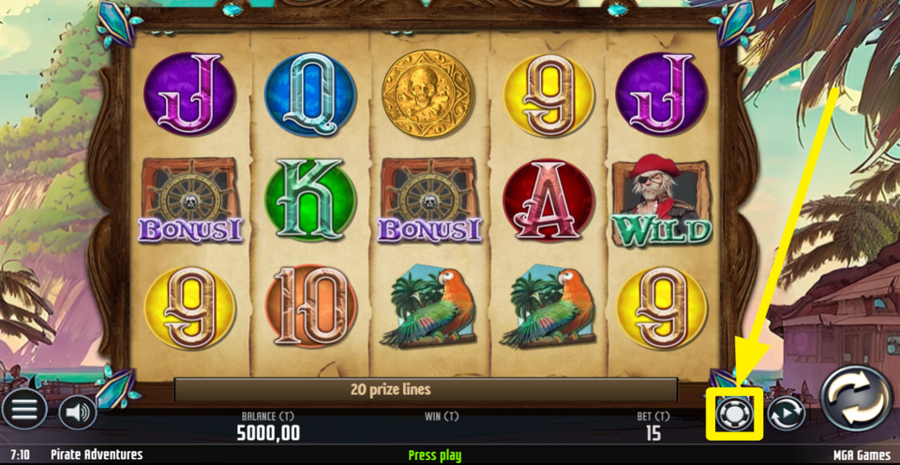 Mga Pirate Adventures Adjust Bet