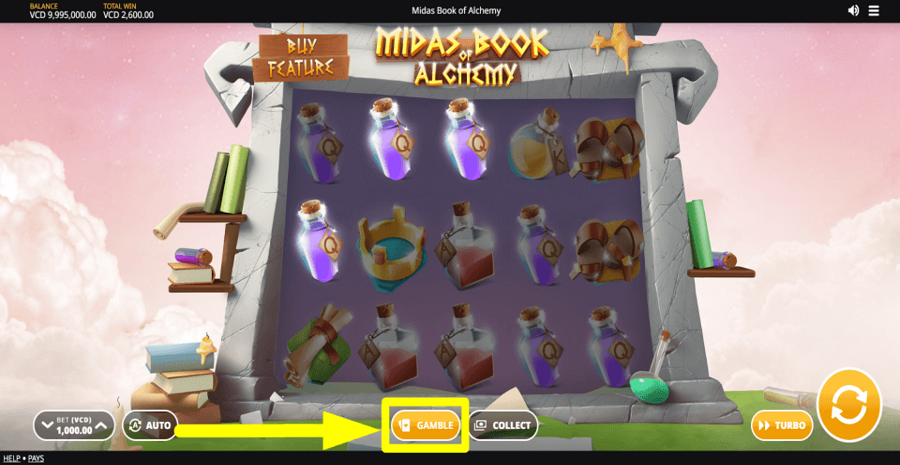 Midas Book Of Alchemy Gamble Feature