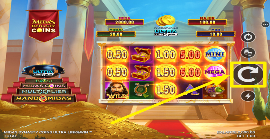 Midas Dynasty Coins Ultra Link And Win Spin