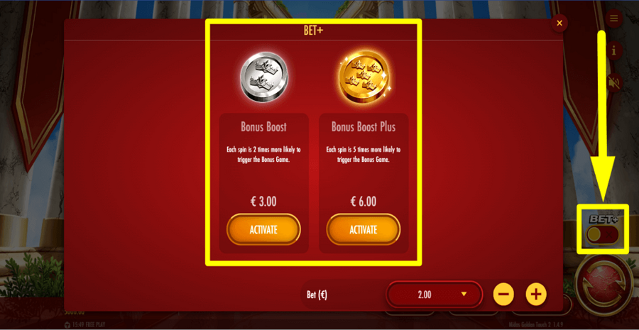 Midas Golden Touch 2 Bet Plus Feature