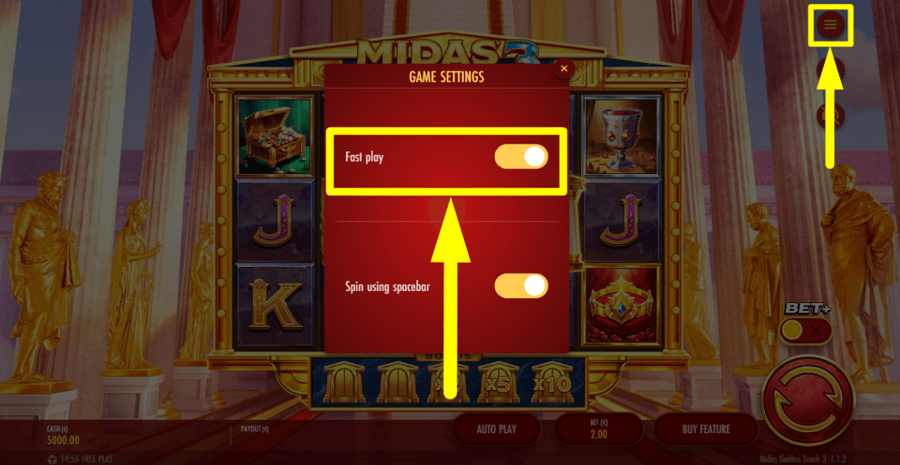 Midas Golden Touch 3 Fast Play Feature