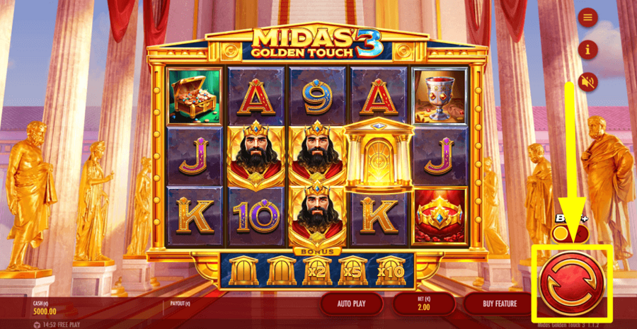 Midas Golden Touch 3 Spin Button