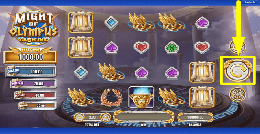 Might Of Olympus Spin Button