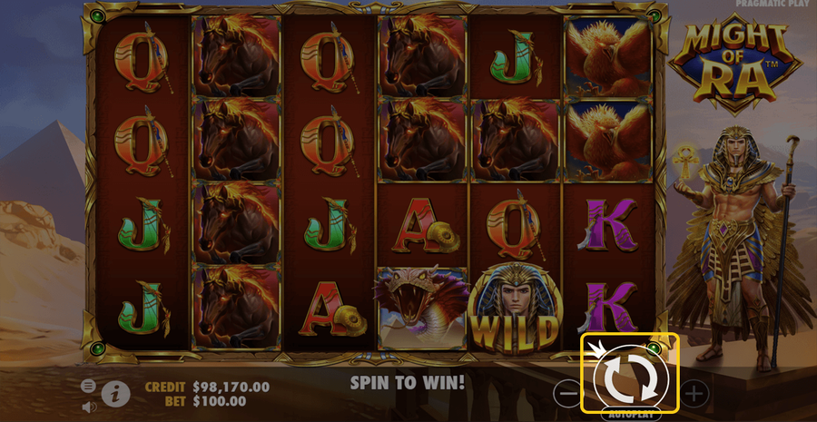 Might Of Ra Spin Button