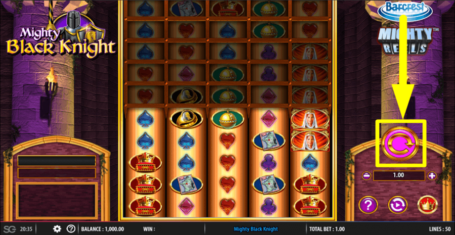 Mighty Black Knight Spin Button