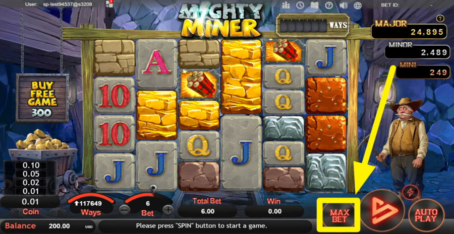 Mighty Miner Max Bet