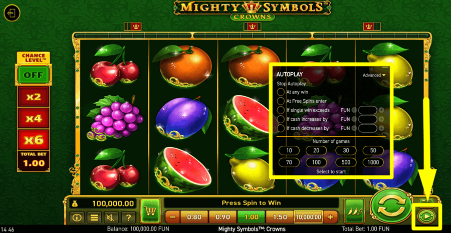 Mighty Symbols Crowns Autoplay Feature