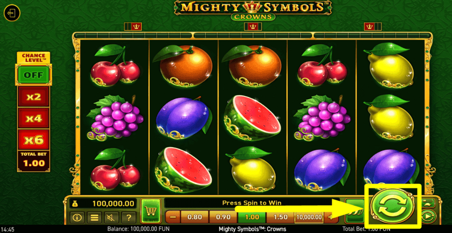 Mighty Symbols Crowns Spin Button