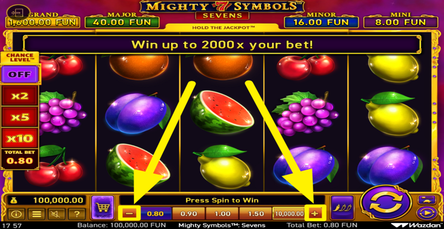 Mighty Symbols Sevens Adjust Bet