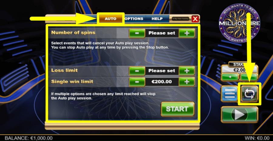 Millionaire Megaways Autoplay Feature