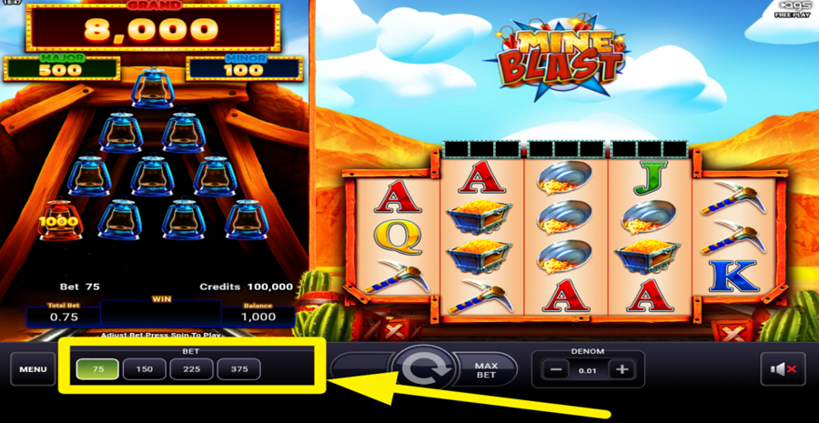 Mine Blast Adjust Bet Level