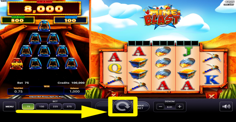 Mine Blast Spin Button