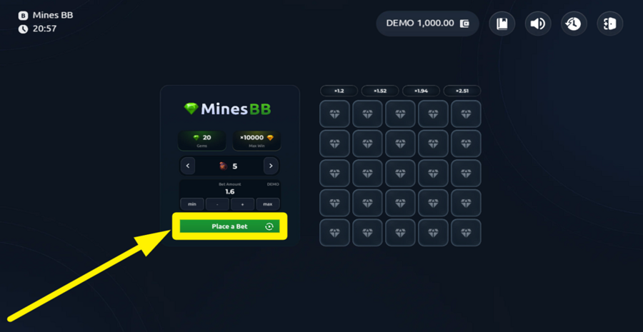 Mines Bb Place Bet