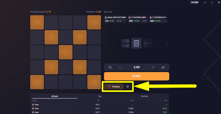 Mines Blast Autoplay Feature