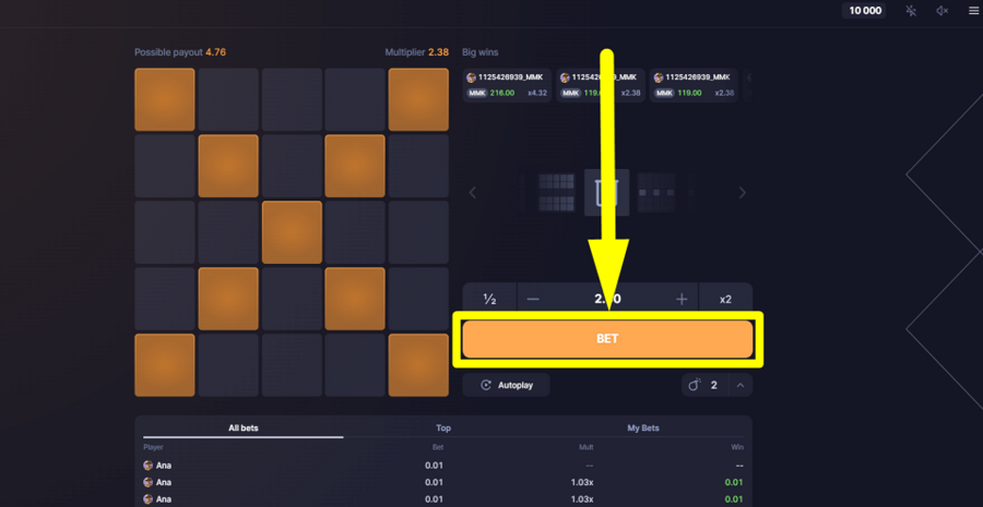 Mines Blast Bet Button