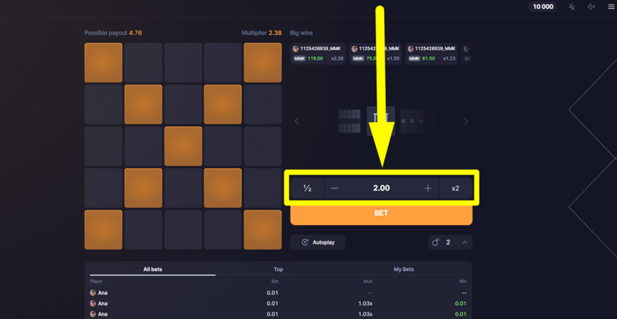 Mines Blast Bet Value