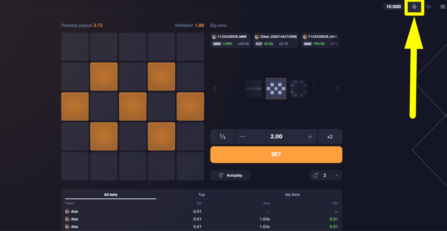 Mines Blast Turbo Feature