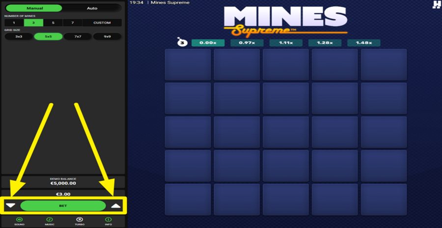 Mines Supreme Adjust Bet