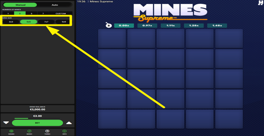 Mines Supreme Adjust Grid Size