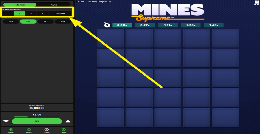 Mines Supreme Adjust Number Of Mines