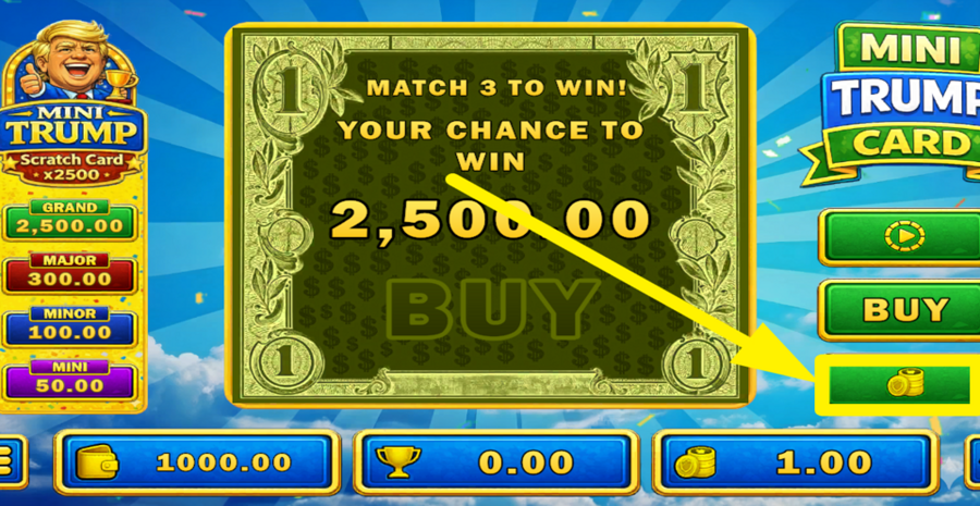 Mini Trump Scratch Card Adjust Bet