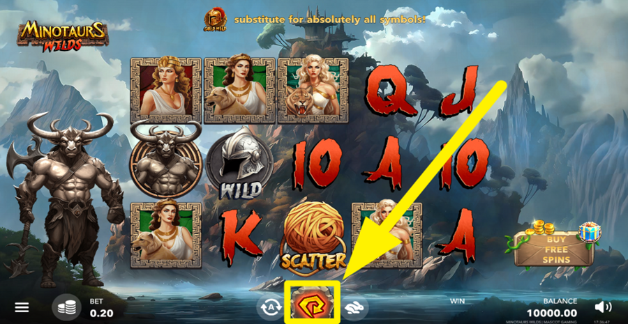 Minotaurs Wilds Spin Button