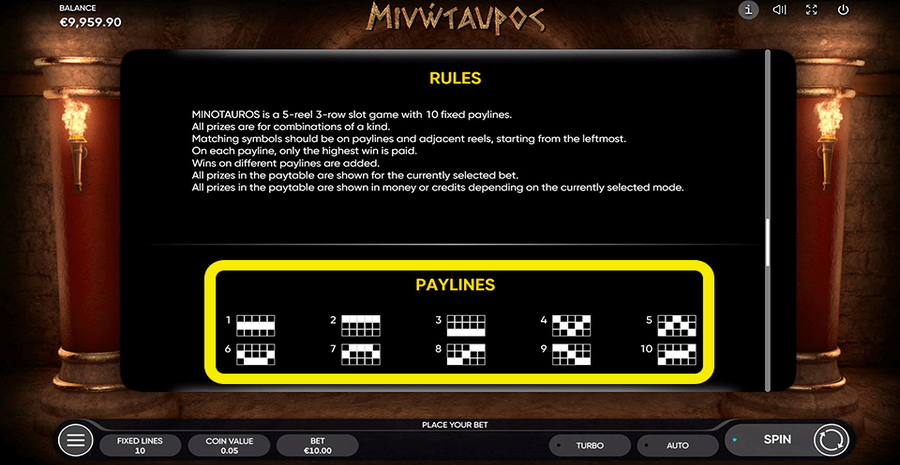 Minotaurus Paylines