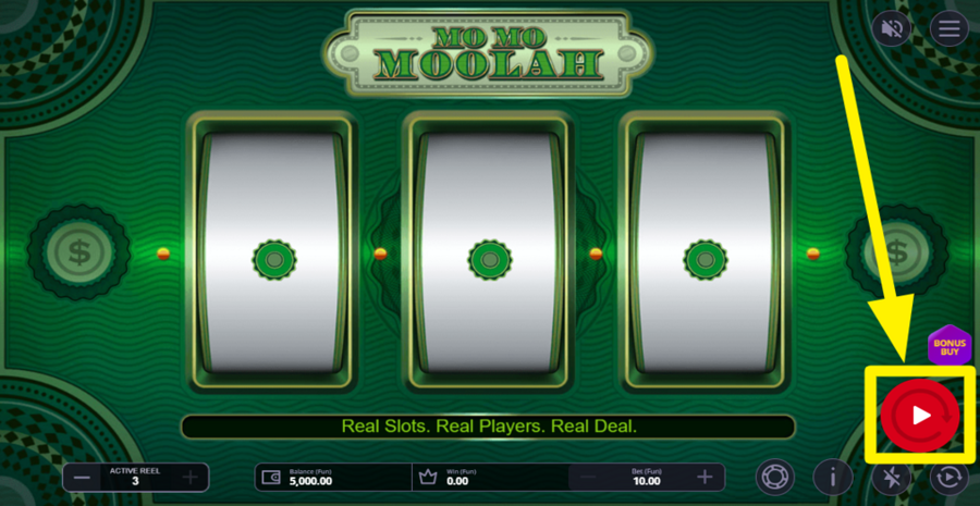 Mo Mo Moolah Spin Button