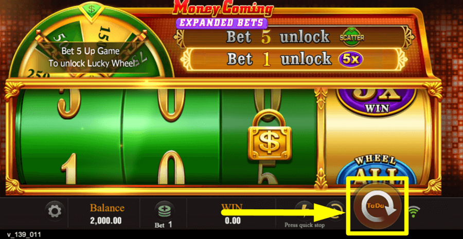 Money Coming Expanded Bets Spin Button