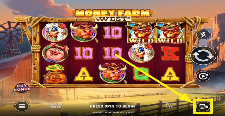 Money Farm West Adjust Bet
