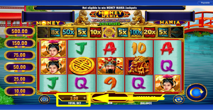 Money Mania Triple Fortune Dragon Unleashed Bet Value