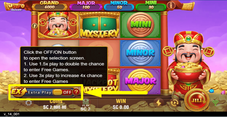 Money Pot Hold And Win Extra Play Feature