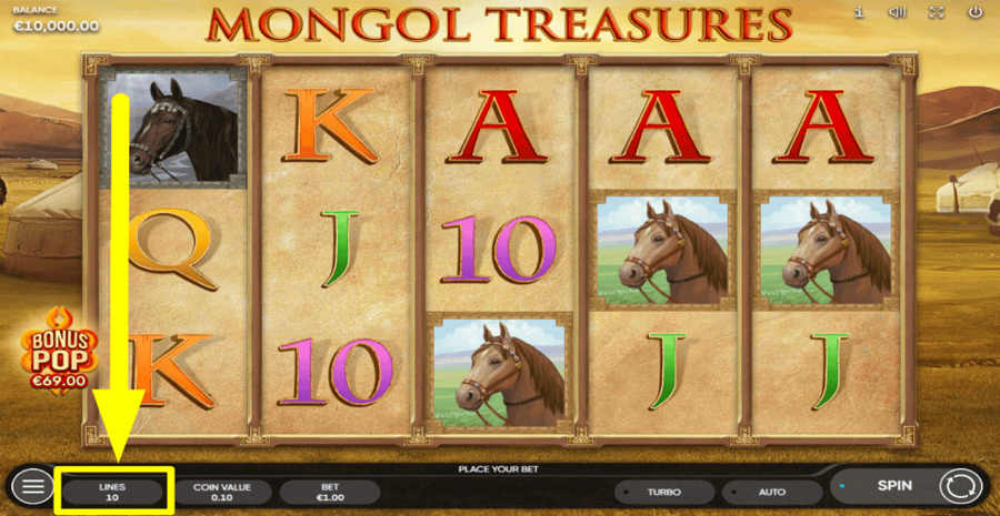 Mongol Treasures Adjustable Paylines