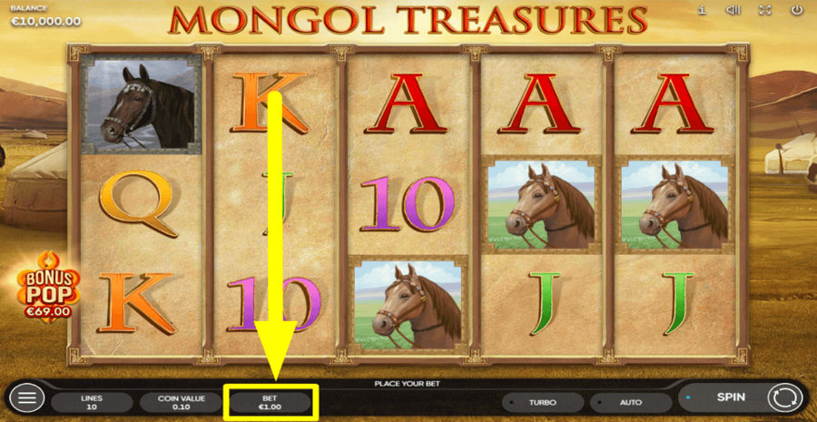 Mongol Treasures Bet Level