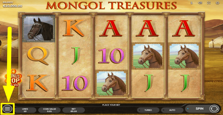 Mongol Treasures Settings Menu
