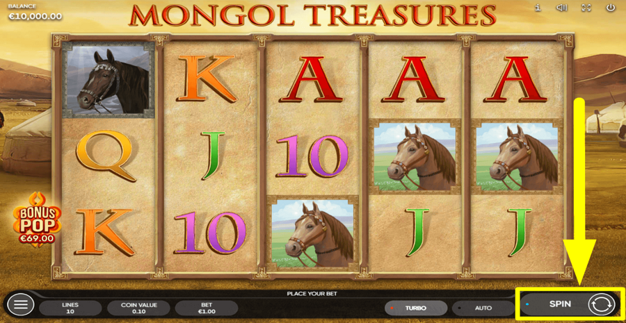 Mongol Treasures Spin Button