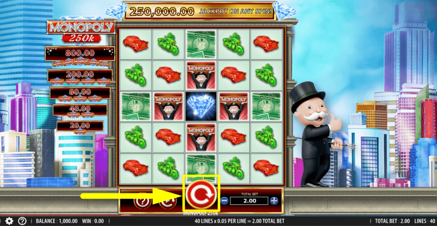Monopoly 250k Spin Button