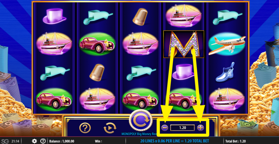Monopoly Big Money Reels Adjust Bet