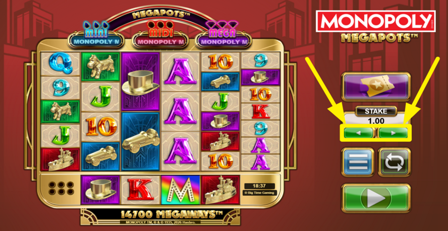 Monopoly Megapots Adjust Bet
