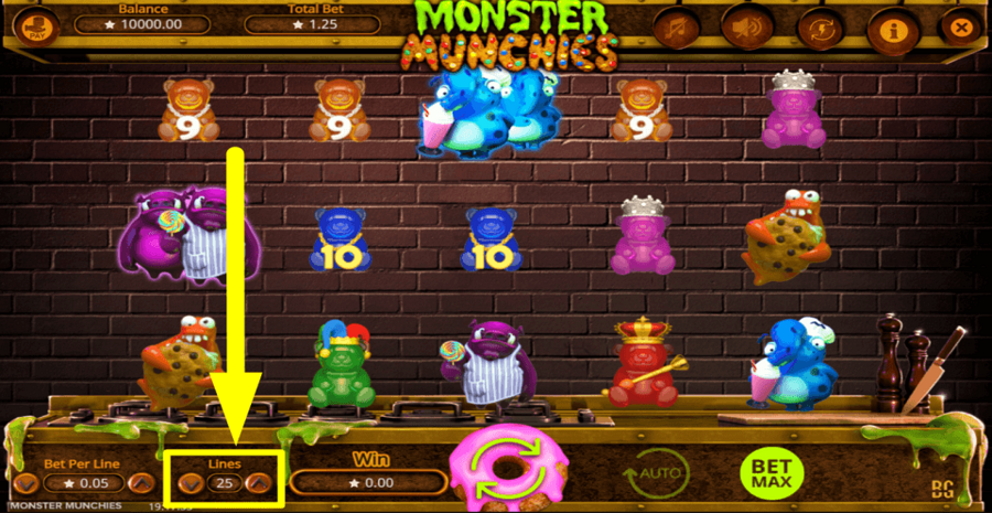 Monster Munchies Adjustable Paylines