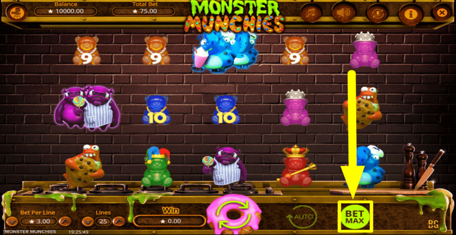 Monster Munchies Max Bet Button