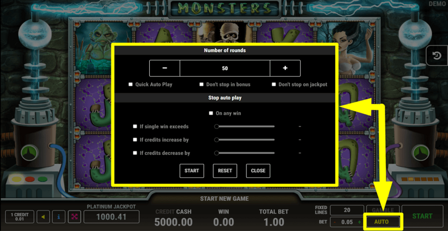 Monsters Autoplay Feature
