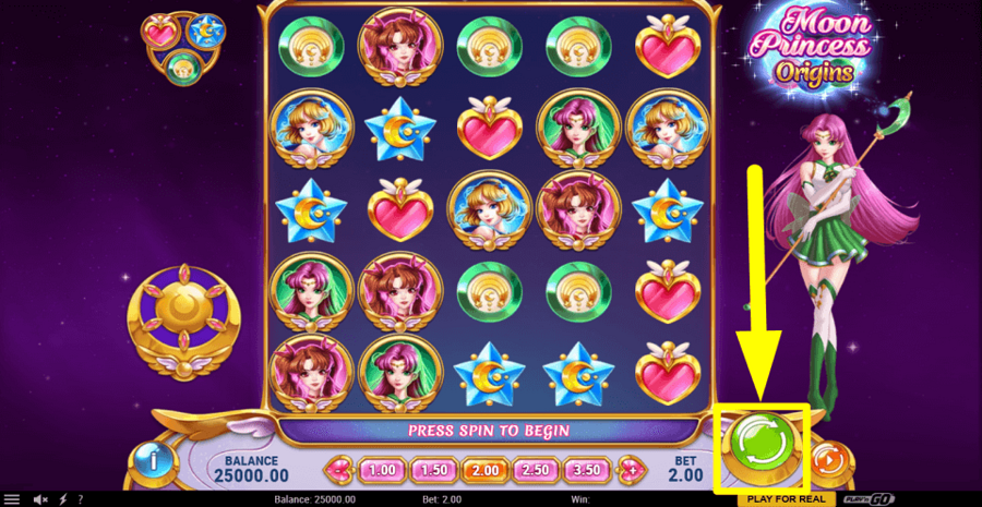 Moon Princess Origins Spin Button