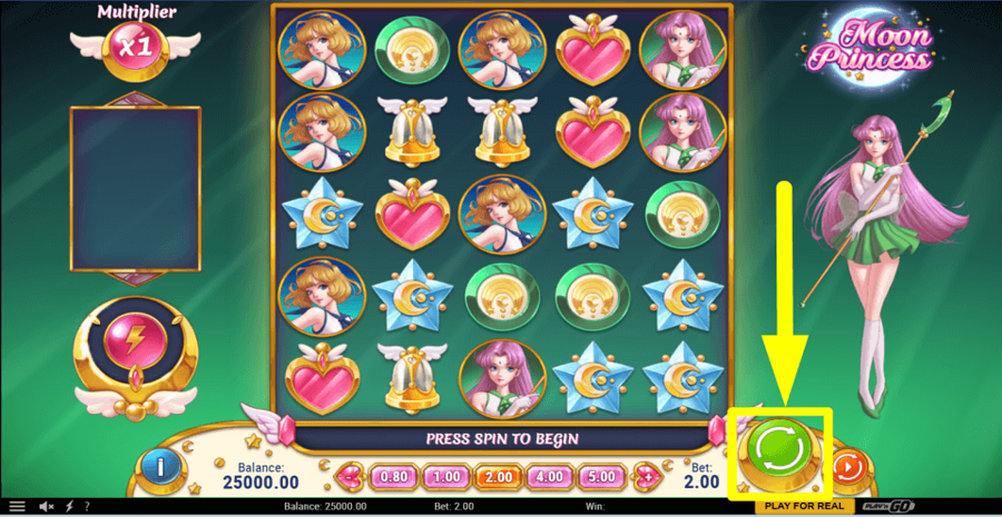 Moon Princess Spin Button