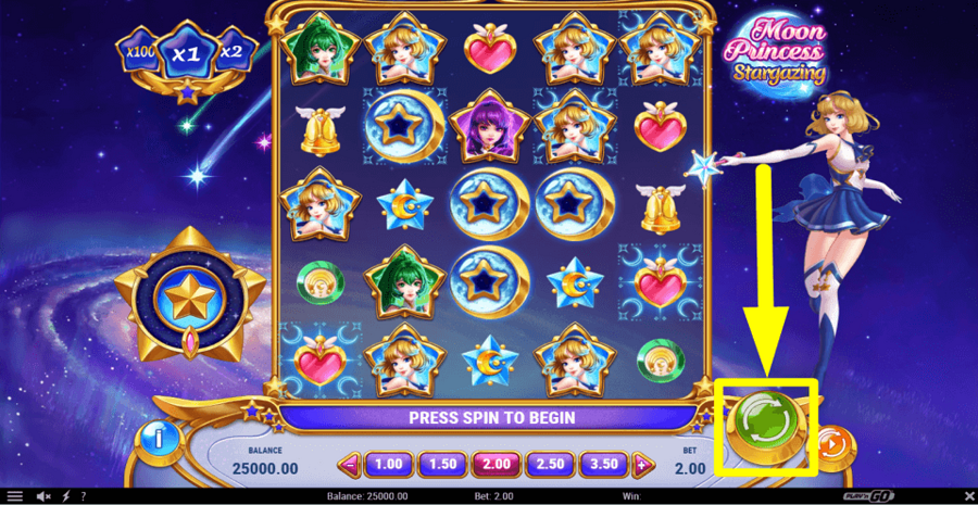 Moon Princess Stargazing Spin Button